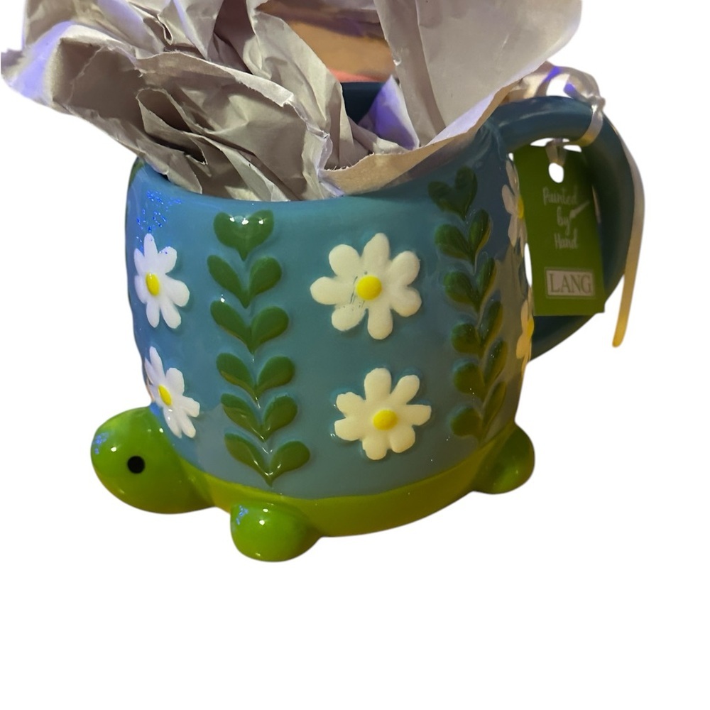 Lang Hand-Painted Turtle Mug - Blue and Green
